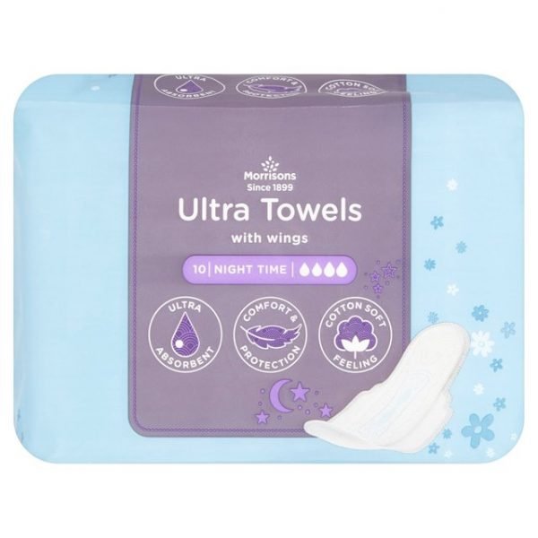 Morrisons Ultra Towels Night Time Wings 10s-20698